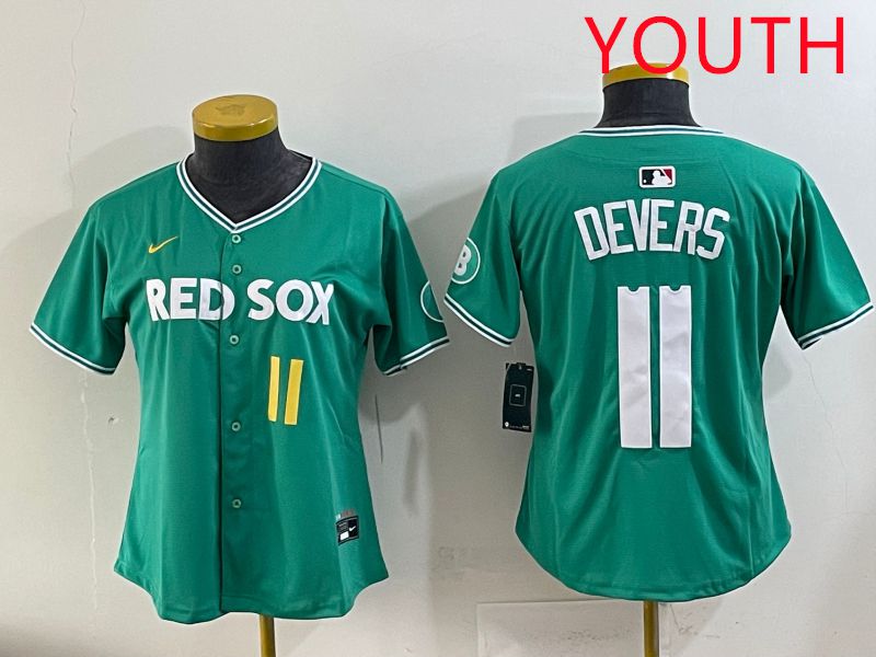 Youth 2025 Boston Red Sox #11 Devers Dark Green Joint Name Nike MLB Jersey style 5->youth mlb jersey->Youth Jersey